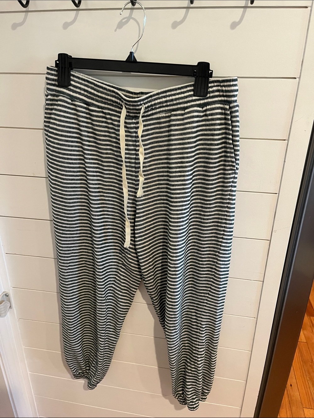 Madewell Black & White Striped Jogger Pants medium